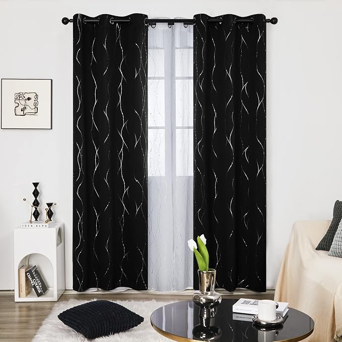 Deconovo Living Room Curtains 95 Inches Long, Thermal Insulated, Room Darkening - Image 2