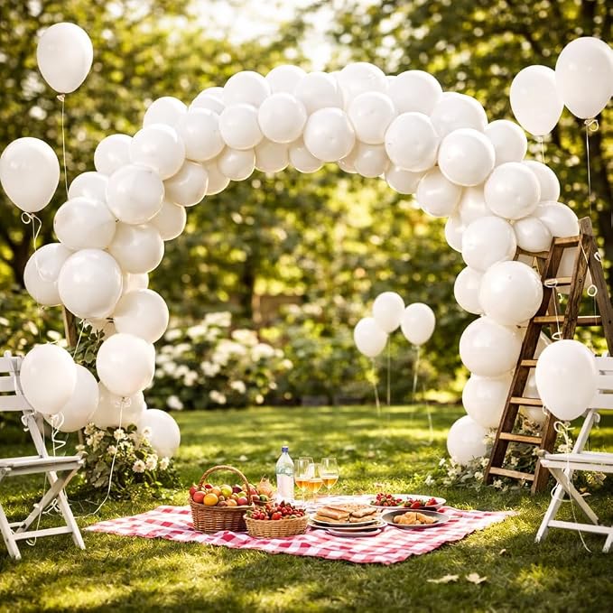 White Balloons 100 Pack, Latex Party Balloons, 12 Inch Round Helium Balloon - Image 4