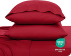 Bare Home Microfiber Pillow Cases - King Size 20x36 - Cooling Pillowcases - Double Brushed - Easy Care - Envelope Closure (King Pillowcase Set of 2, Red)