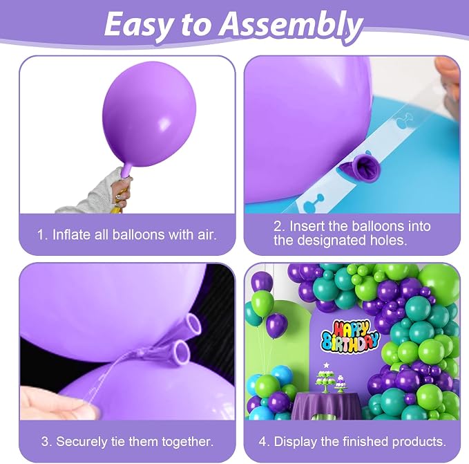 Green Purple Teal Balloon Arch Kit, Boys Birthday Party Decorations | Assorted - Image 2