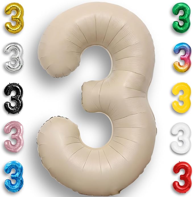 Caramel Number Balloon 3 Mylar Foil Balloons 40 inch by Unknown