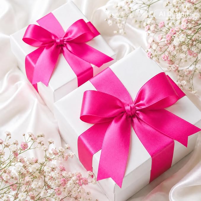 KINGLAKE Hot Pink Satin Ribbon - Image 4