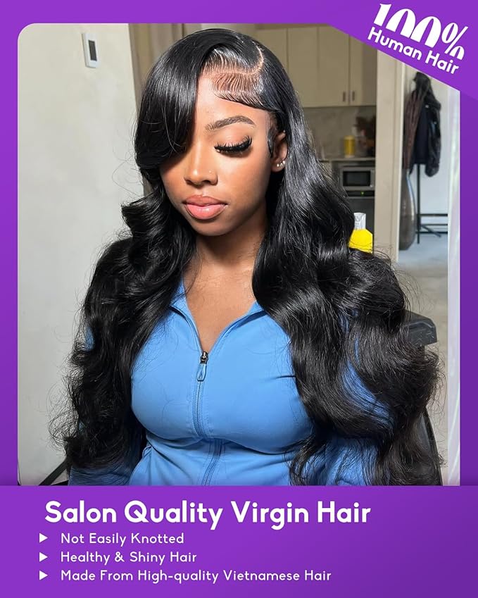 13x6 Body Wave Lace Front Wigs Human Hair Pre Plucked 180 Density HD Transparent Lace Frontal Wigs Human Hair for Women Glueless Wigs No Synthetic Blend Triple Lifespan 3X 30Inch