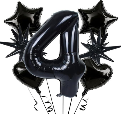 TONIFUL 4th Birthday Balloons Kit 40 Inch Black Large Number 4 Foil Balloon | by TONIFUL