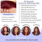 99j Burgundy Lace Front Wigs Human Hair 13x6 Deep Wave Lace Front Wigs 200 Density Burgundy Wig Human Hair Pre Plucked Red Colored Glueless Deep Wave Wig for Women 24 Inch