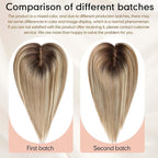starluck Hair Toppers for Women Real Human Hair, 5"*5.5"Large Coverage Brown with Blond Highlight HairTopper No Bangs,100% Real Human Hair Toppers for Women with Thinning Hair,Cover Gray HairRoots