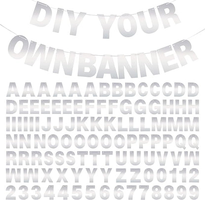 DIY Banner Kit with Letters Bright Silver Customizable Birthday Banners by mifengda