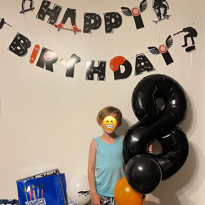 Black Number 8 Balloons, 40 Inch 8th Birthday Foil Balloon - Image 3