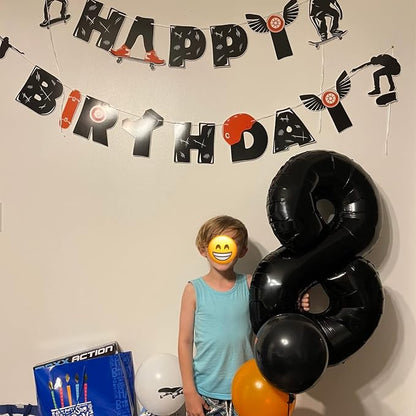 Black Number 8 Balloons, 40 Inch 8th Birthday Foil Balloon - Image 3