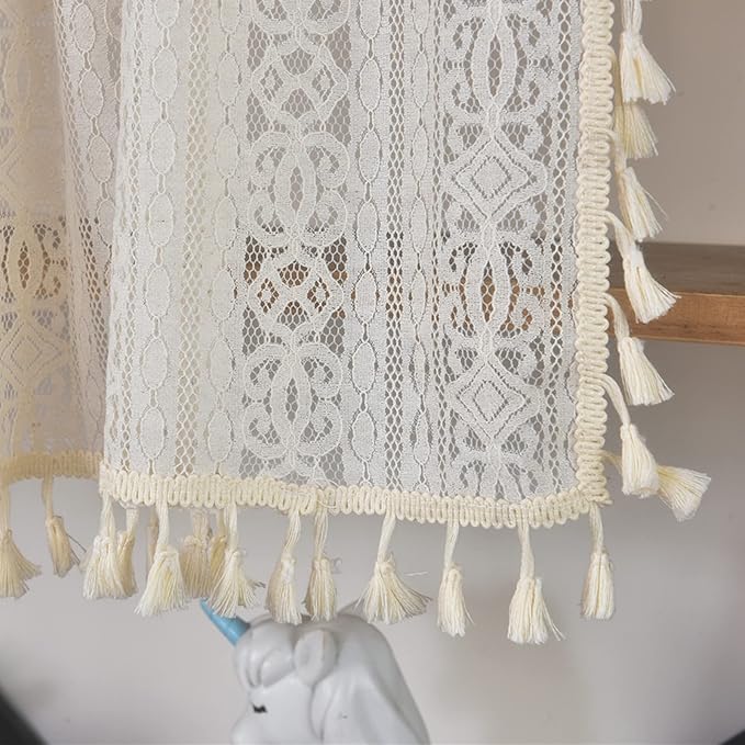 Sutuo Home Boho Sheer Curtain Valance Crochet Lace - Image 6