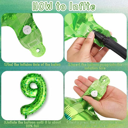 40 Inch Lime Green Pixel Number 19 Balloon, Final Teen Gamer Bday Decor | 40" - Image 4