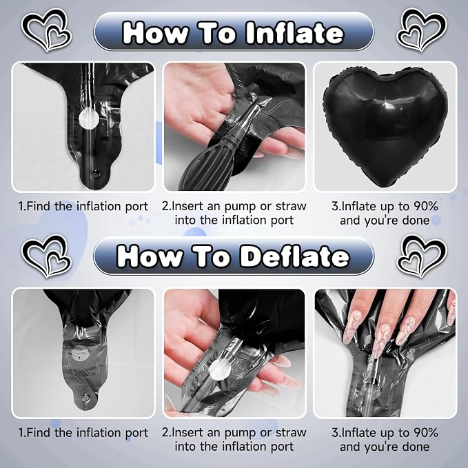 Black Blue Silver Heart Balloons, 18Inch Blue Silver Helium Balloon - Image 7