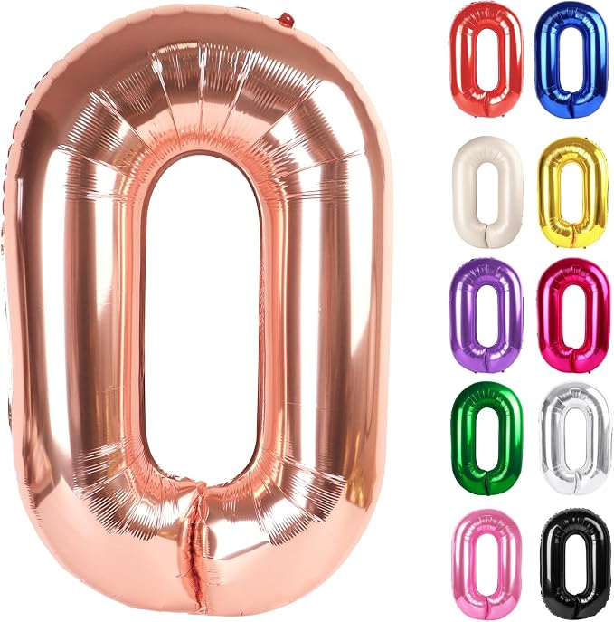 Rose Gold Number 0 Balloon 40 Inch by IWERP