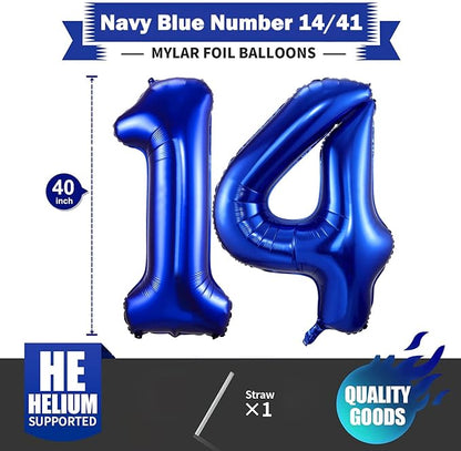 Navy Blue 14 Balloon Numbers, 40 Inch Dark Blue 14 or 41 Birthday Balloons - Image 2