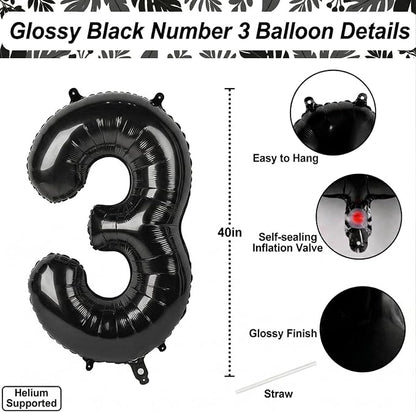 Black Number 13 Balloon 40 Inch, Foil Numeral - Image 4