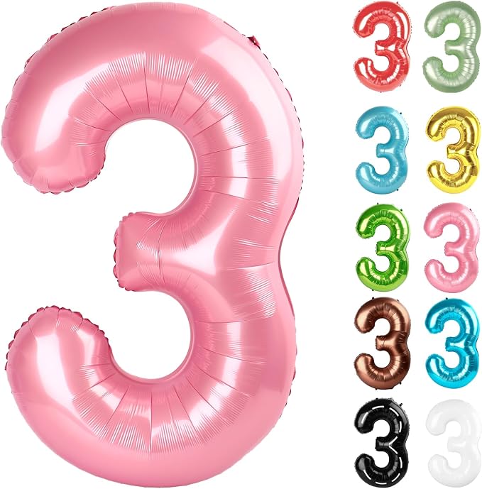 Pearl Pink Number 3 Balloon 40 Inch by IWERP