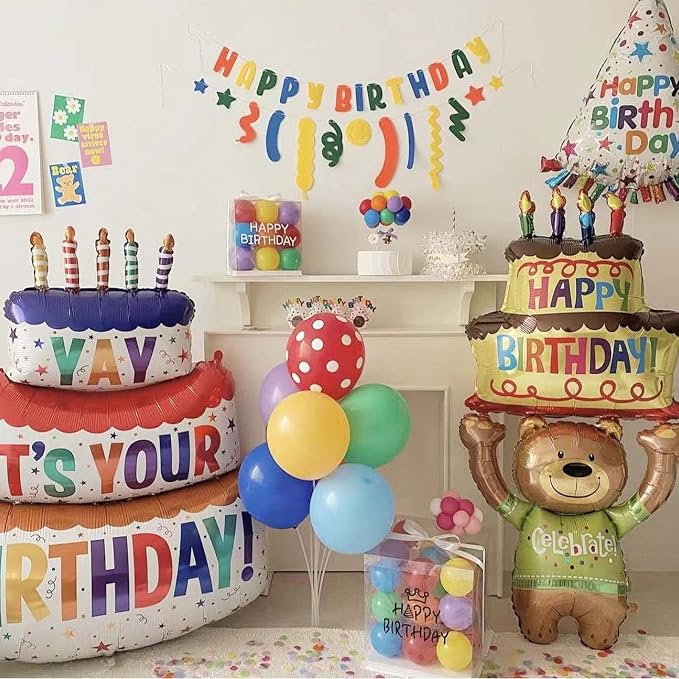 2pcs Happy Birthday Balloon Big 41" Foil Inflated Mylar Balloons - Image 5