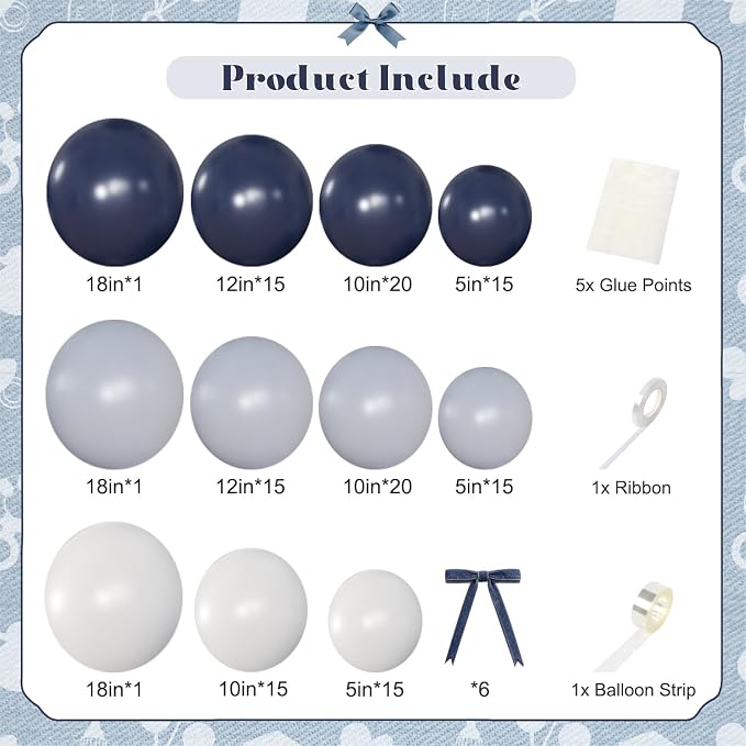 Blue White Balloon Arch Kit - Image 6