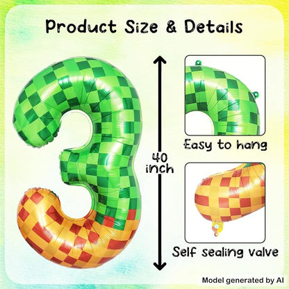 40 Inch Pixel Foil Number 13 Balloon - Image 2