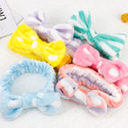Casoty 6 Pcs Hairband, Soft Coral Fleece Spa Headbands, Bow Headband for Washing Face, Skincare Headbands for Face Washing Shower Skin Care Yoga, Women