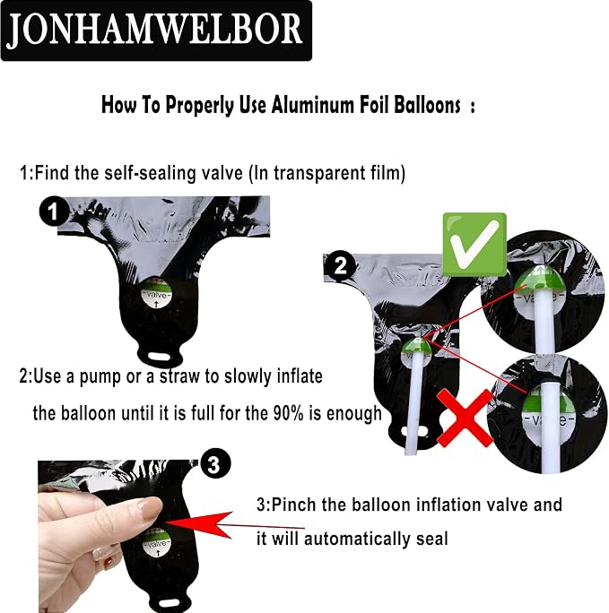 Jonhamwelbor 25 Number Balloons Black Big Giant Jumbo Number 25 Foil Mylar - Image 5
