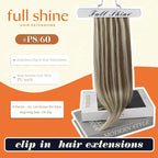 Full Shine Balayage Blonde Clip in Hair Extensions Real Human Hair Ash Brown Hair Extensions Mix Platinum Blonde Seamless Clip ins for Short Hair 12 Inch 8 PCS 95 G