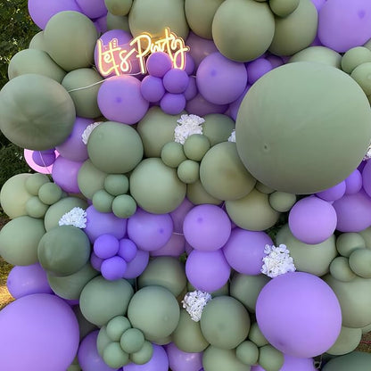 Purple and Sage Green Balloons, Light Metallic Purple Gold Balloon - Image 7