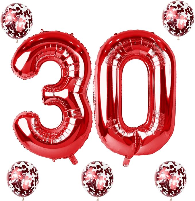 Red 30 Birthday Balloon Numbers, 40 Inch Big Foil Mylar Number 3 and 0 Balloons - Image 8