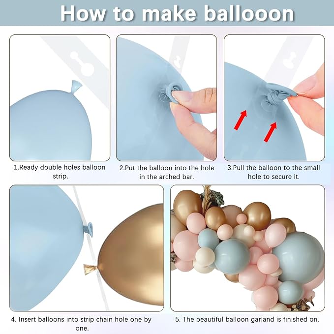 Gender Reveal Balloons Arch Kit Pink/Blue/Gold/Beige, Party Decor. | Dusty - Image 3