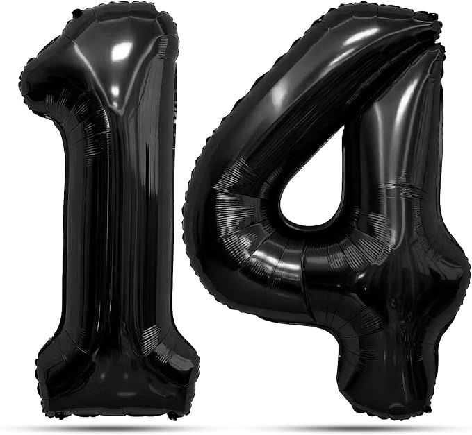 Black Number Balloons 14 Balloon Numbers 14th Number Balloon Foil Mylar Party by STARKET