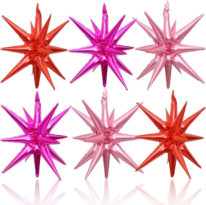 HILAVO 6PCS Star Balloons, 22Inch Huge Hot Pink Red Pink Star Balloon Foil by HILAVO