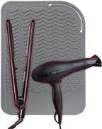 Silicone Hair Tool Holder & Heat Mat - Heat Resistant Mat for Hair Tools, Flat Iron, Curling Iron, Anti Heat Pad for Hair Straighteners - Professional Soft Rubber Pad & Flat Iron Cover