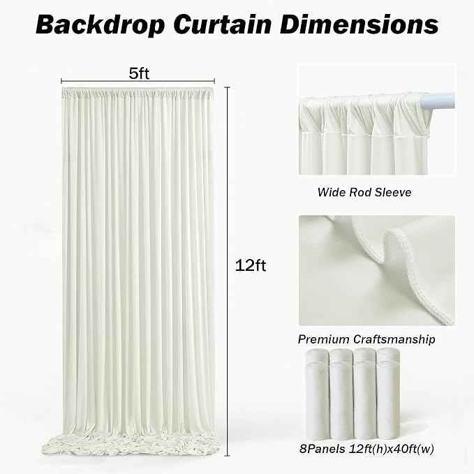 40ft×12ft Ivory Backdrop Curtain - Image 6