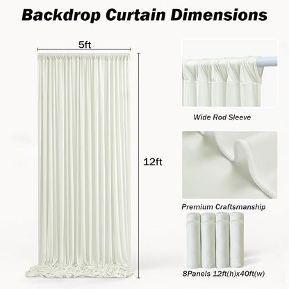 40ft×12ft Ivory Backdrop Curtain - Image 6