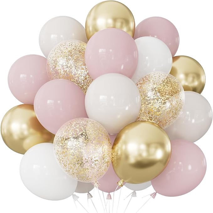 Dusty Pink and Gold Balloons by Adeyoo