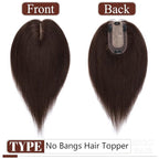 SEGO Real Human Hair Topper for Women without Bangs, Hair Topper with Anti-Slip Clips (6 Inch #2 Dark Brown)