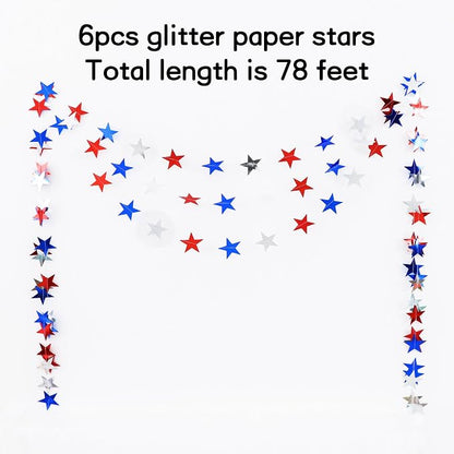 BEISHIDA Red Blue Silver Star Garland Decor Twinkle Star 250th Anniversary - Image 3