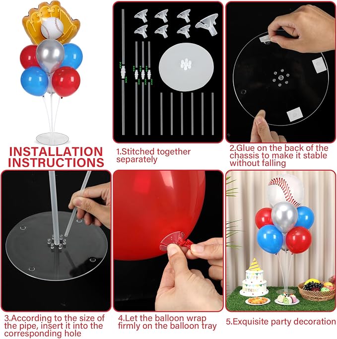 4 Sets Baseball Party Balloons Stand Kit - Image 3