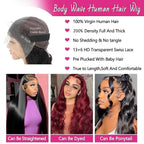 28 Inch 13x6 Lace Front Wigs Human Hair 200 Density Body Wave HD Lace Front Wigs Human Hair Pre Plucked Natural Color Glueless Wig 100% Virgin Human Hair Lace Front Wigs for Women