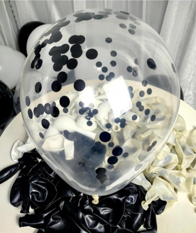 300 Pack Black and White Balloons 12 Inch Black Confetti Balloon - Image 4