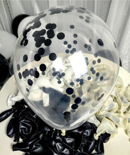 300 Pack Black and White Balloons 12 Inch Black Confetti Balloon - Image 4