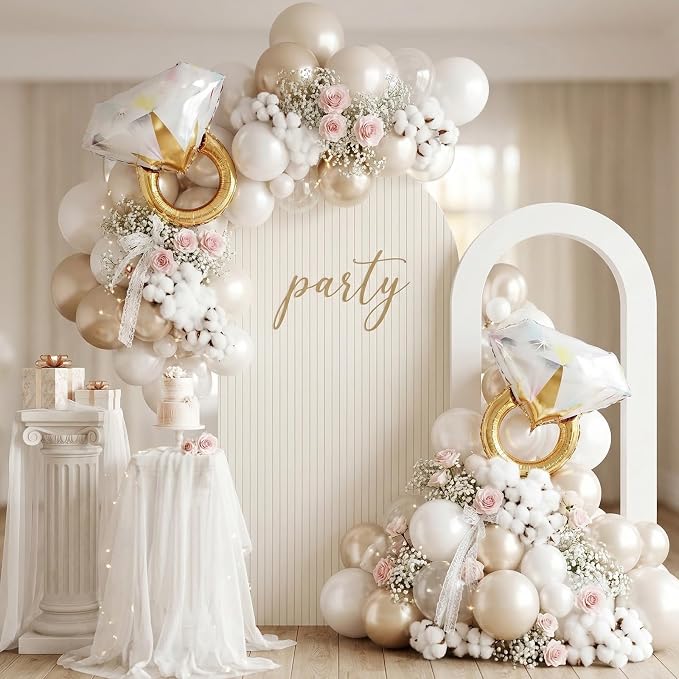 Pearl White and Gold Balloons - Image 4