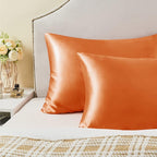 BEDELITE Satin Pillowcase with Zipper, Burnt Orange Pillow Cases Queen Size Set of 2, Super Soft and Cooling Similar to Silk Pillow Cases, Gift for Women Men(20x30 Inches)