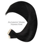 WENNALIFE Tape in Hair Extensions Human Hair, 40pcs 80g 12 inch Jet Black Hair Extensions Real Human Hair Straight Tape in Extensions Invisible Human Hair Extensions Reusable Real Hair Extensions