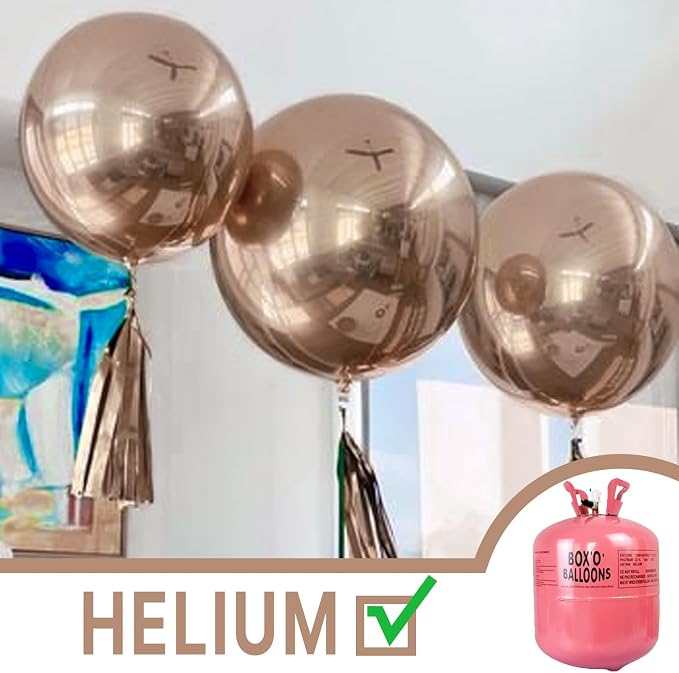 PartyWoo Metallic Rose Gold Balloons 4pcs Chrome Champagne Gold Color | 36 Inch - Image 5