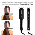 DORISILK Steam Hair Straightener and Curler Iron 2 in 1, Professional Salon Infrared Flat Iron Wide Tourmaline Ceramic Plate, Vapor Straighteners for Hair 450 Degrees Adjustable Temp, 2 Inch Black