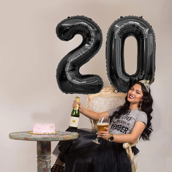Black Number Balloons 20 Balloon Numbers 20th Number Balloon Foil Mylar Party - Image 6