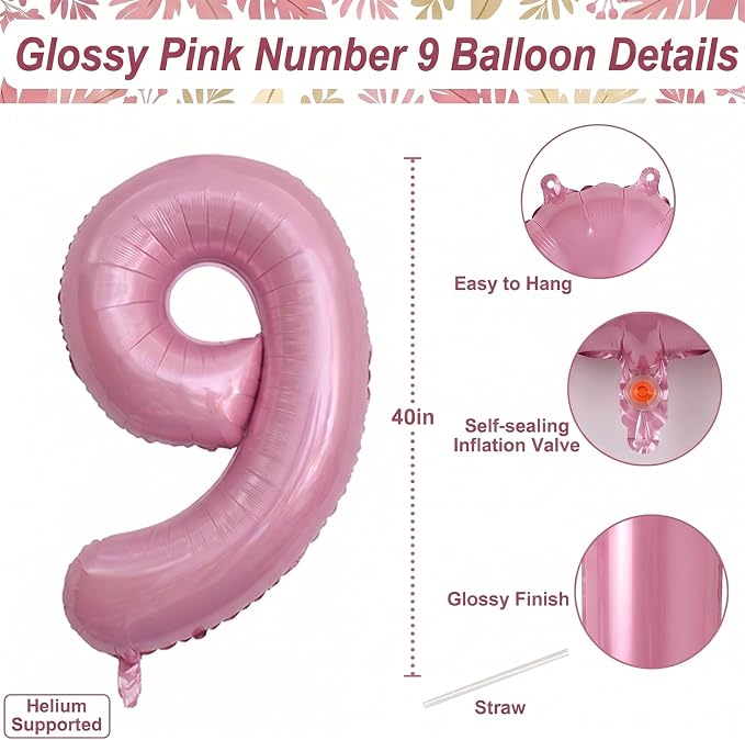 Pearlescent Pink Number 19 Balloon 40 Inch, Shiny Foil - Image 4