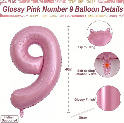 Pearlescent Pink Number 19 Balloon 40 Inch, Shiny Foil - Image 4