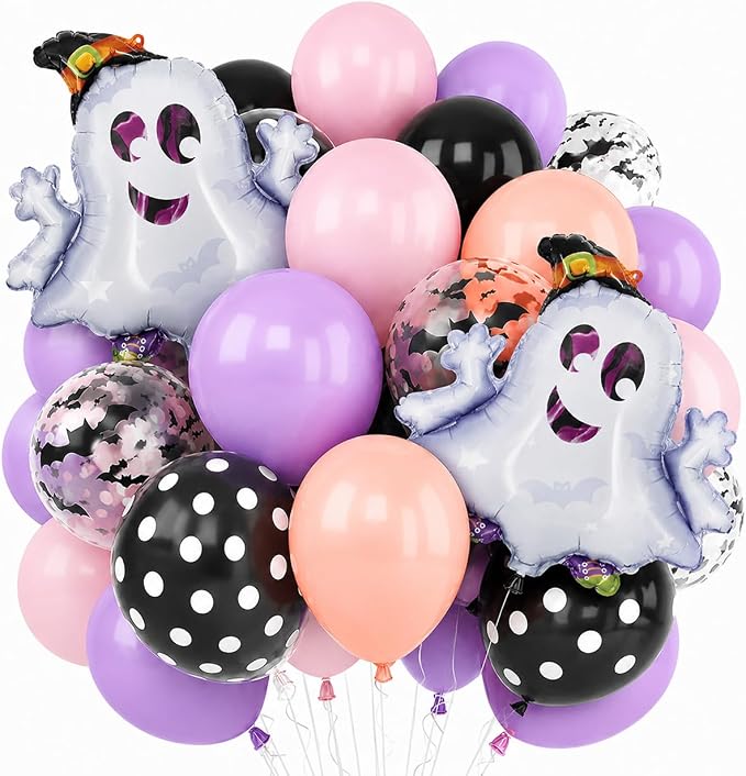 Halloween Party Balloons Black Purple Pink by Froova